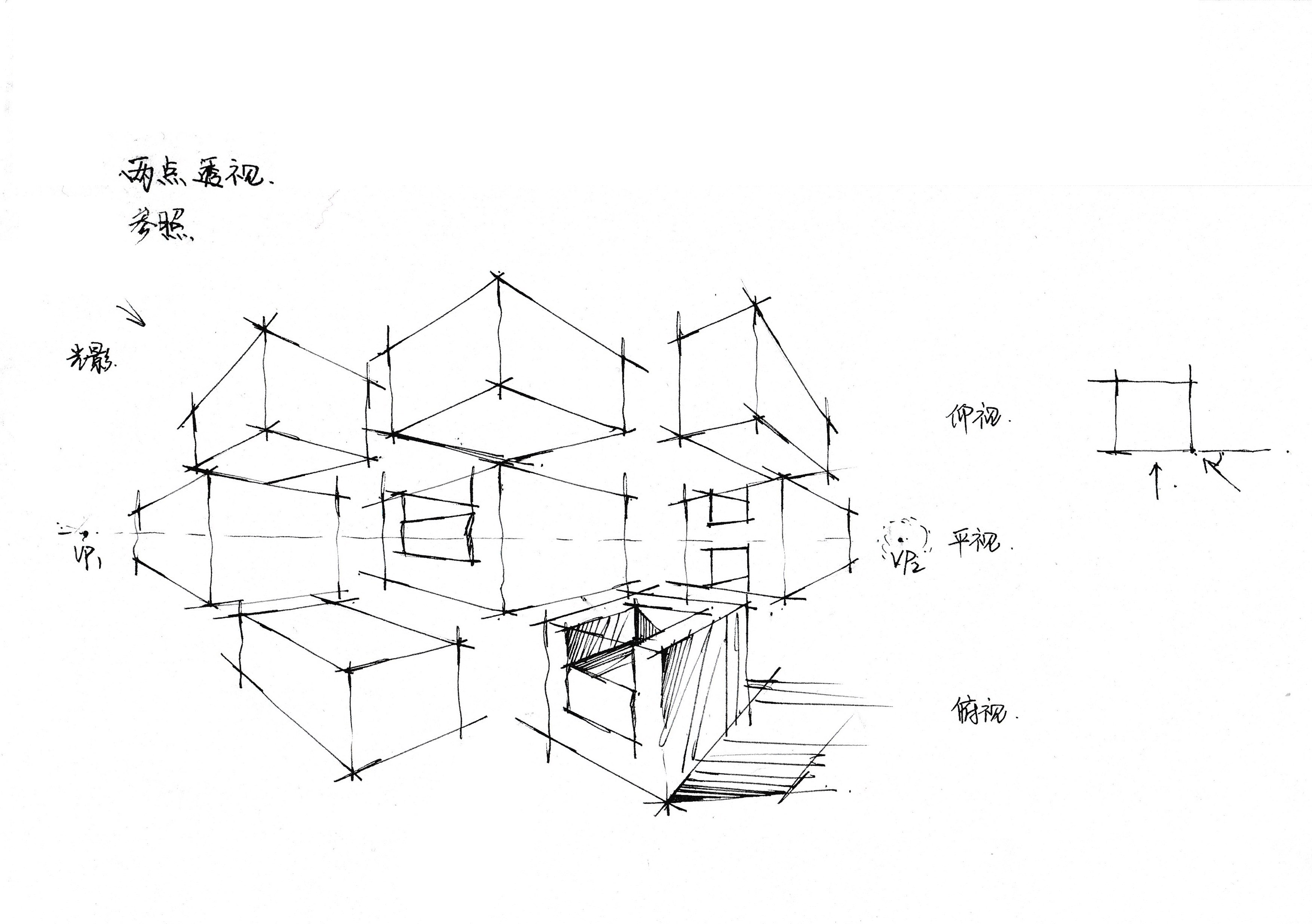 两点透视原理