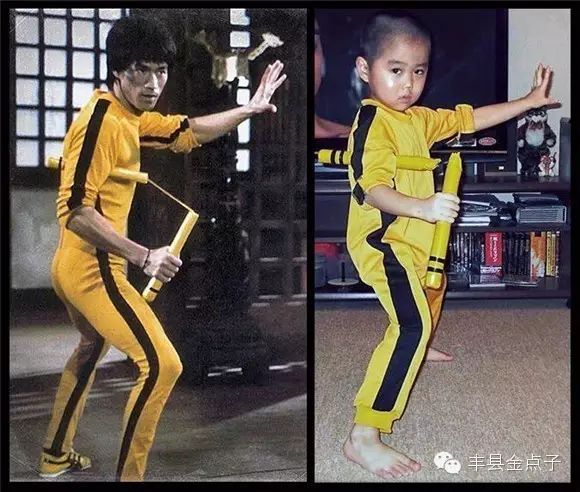 神同步模仿李小龙!5岁小朋友跟着配乐耍双截棍