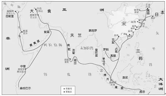 宋代海上丝绸之路主要港口(图片来自网络)