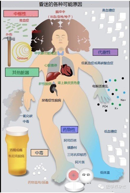一图读懂：昏迷的各种可能原因