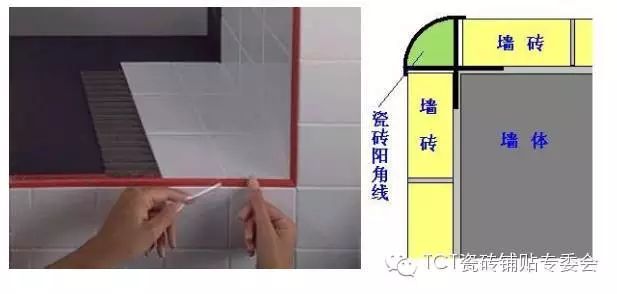第二种,就是用瓷砖收边条或者说瓷砖专用阳角/阴角线来收边.