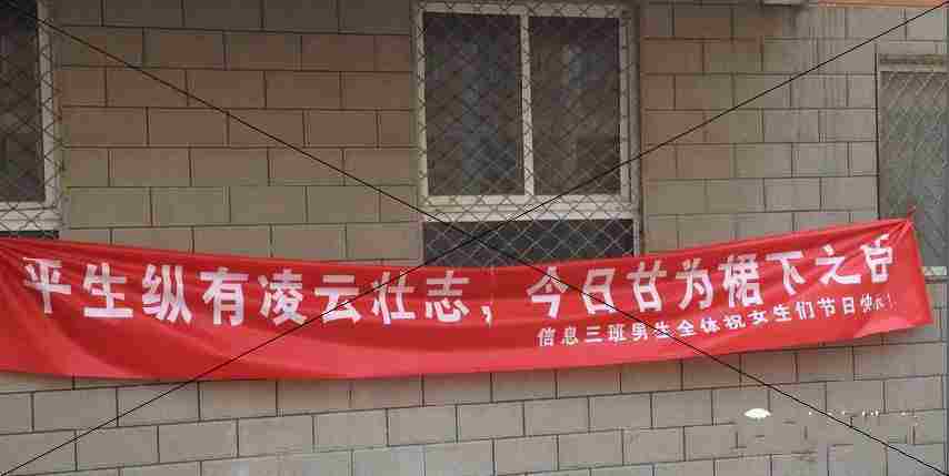 女人节到,男生狂躁,搞笑横幅只为博红颜一笑!