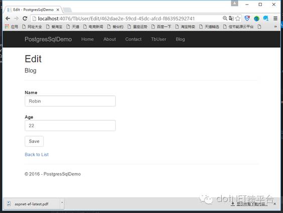 Asp.net Core基于MVC框架实现PostgreSQL操作