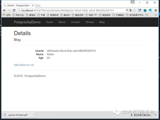 Asp.net Core基于MVC框架实现PostgreSQL操作