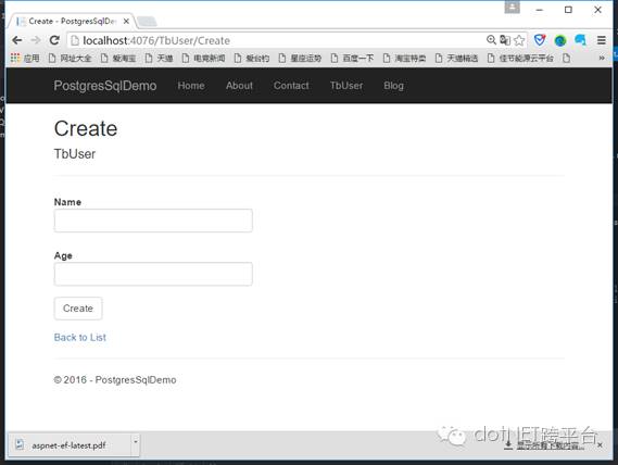 Asp.net Core基于MVC框架实现PostgreSQL操作