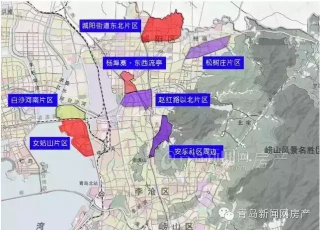 其中涉及到 惜福镇街道,夏庄街道,城阳街道和流亭街道,总规划面积达