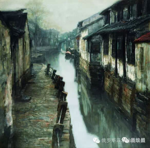 陳逸飛的油畫作品-水鄉風景| www.wenxuecity.com