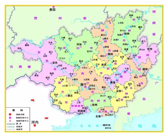 广西壮族自治区地图(点击放大)