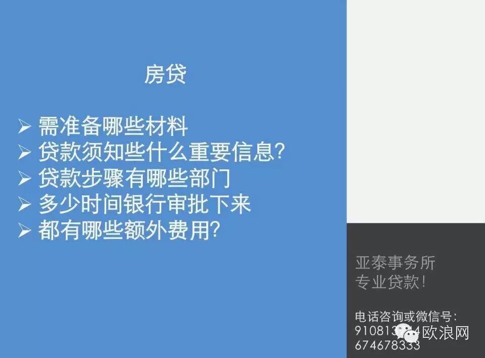 中国人在西班牙买房贷款细节！