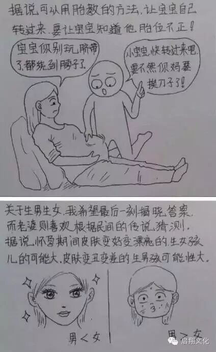 【启翔教育】辛苦而幸福!网友手绘老婆怀孕过程,满满都是爱!-怀孕期