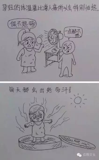 【启翔教育】辛苦而幸福!网友手绘老婆怀孕过程,满满都是爱!-怀孕期