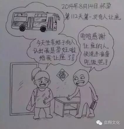 【启翔教育】辛苦而幸福!网友手绘老婆怀孕过程,满满都是爱!-怀孕期