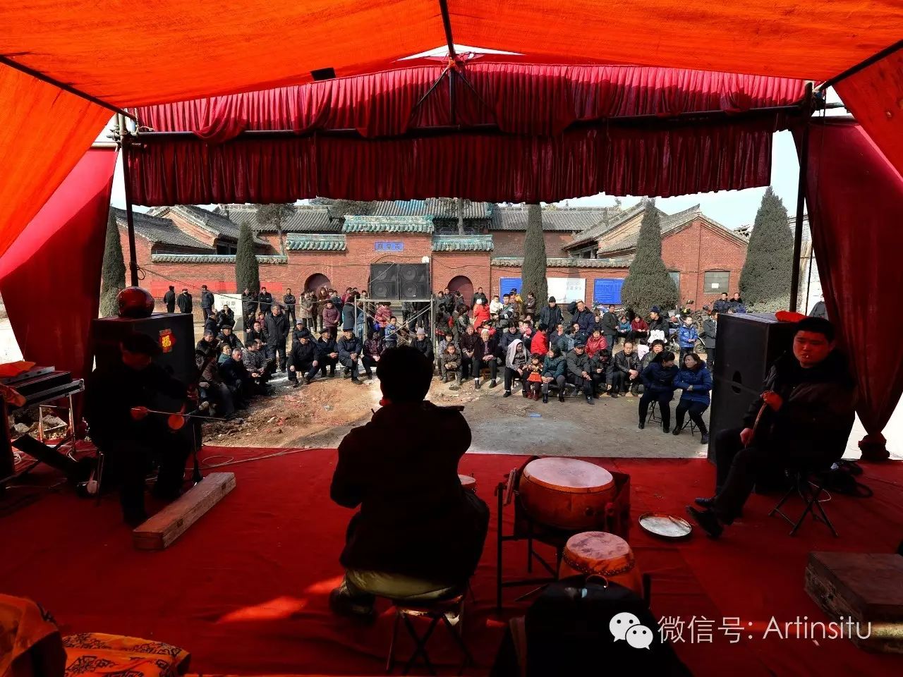 晋城府城玉皇庙春节搭建的临时戏台