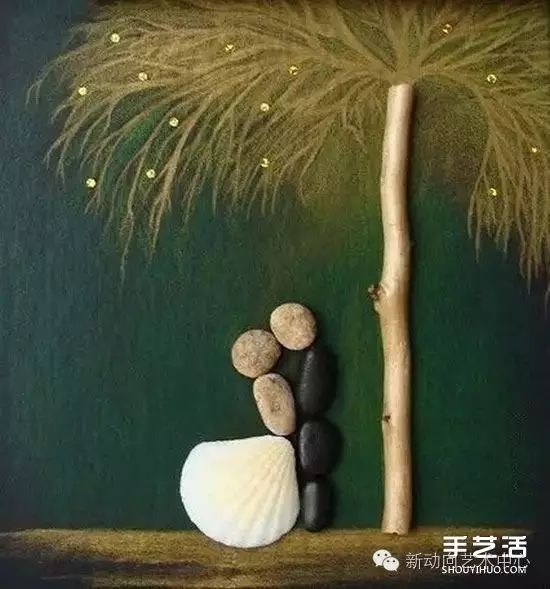 石头拼画图片 创意石头拼贴画