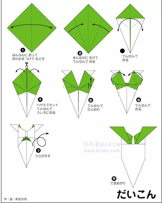 【手工】蔬菜折纸,和小朋友们一起来制作吧