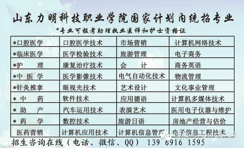 山东力明科技职业学院(原山东中西医结合大学)2014年招生简章