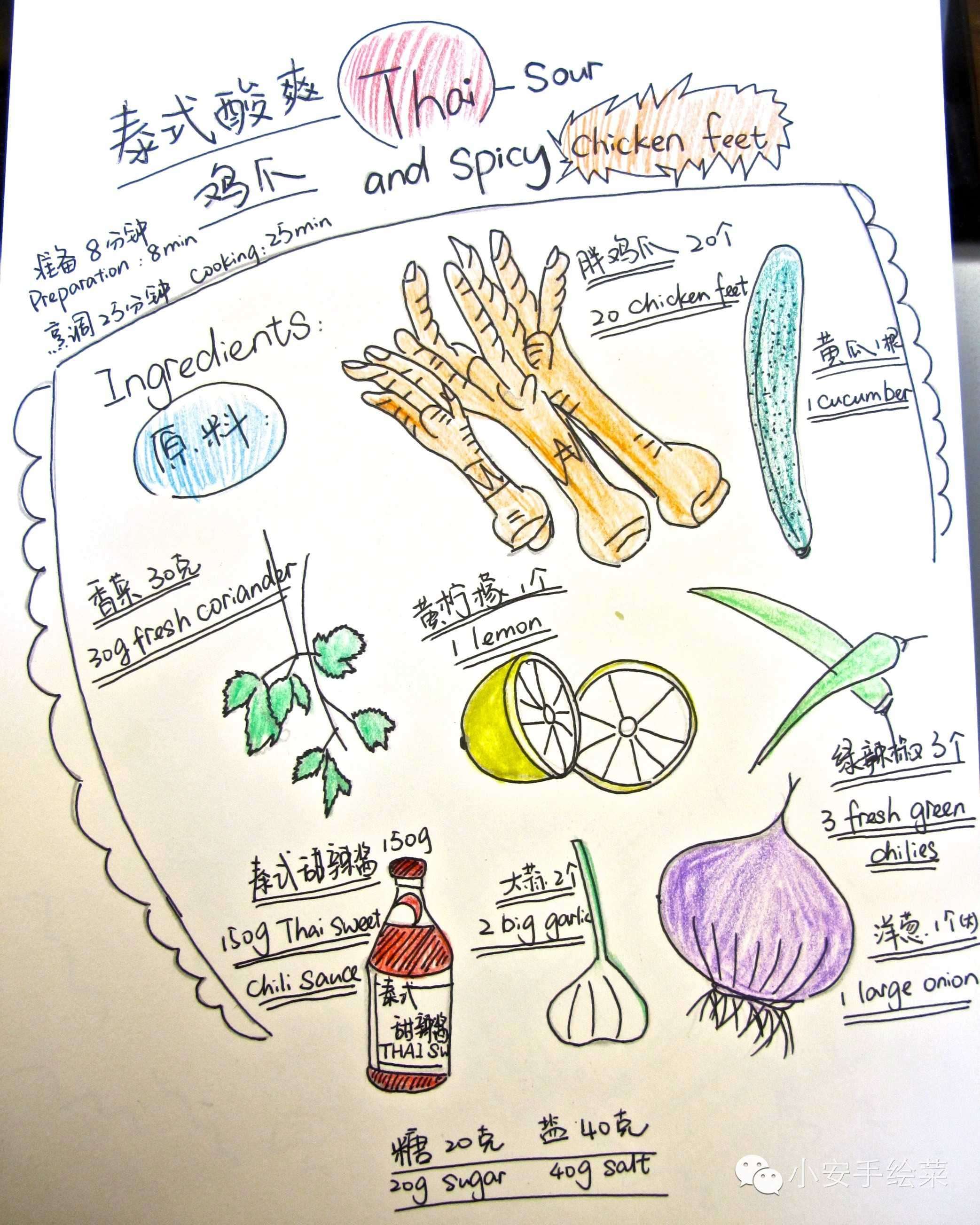 小安手绘菜|泰式酸爽鸡爪