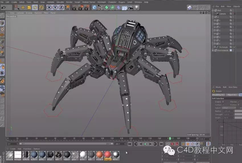 [视频教程] c4d科幻机械蜘蛛建模