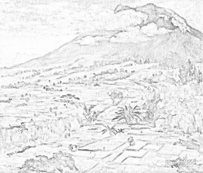 简笔画自然风光---湖光山色