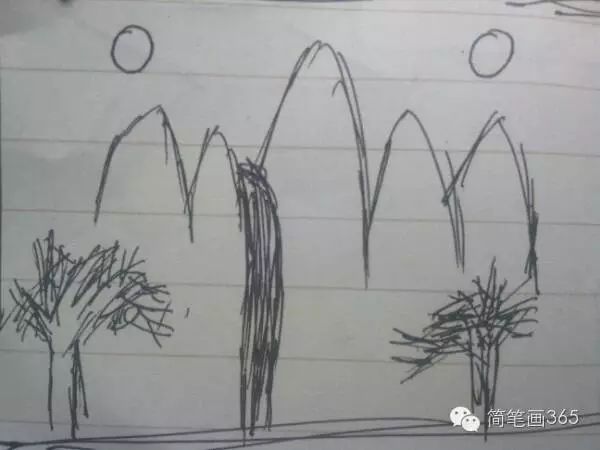 简笔画自然风光瀑布