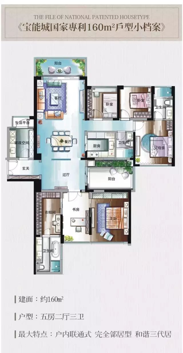 户型点评:160平5房2厅3卫@深圳宝能城