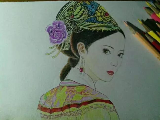 彩铅人物欣赏:甄嬛(作者:姜锦涛)