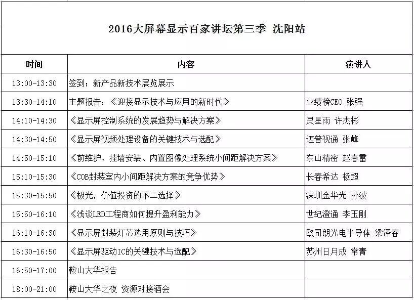 东北显示行业年内盛会 百家讲坛与您相约沈阳