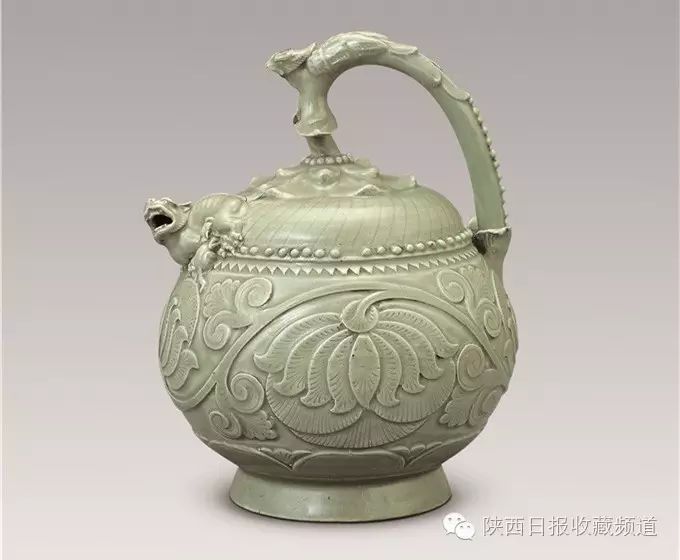 耀州窑青釉提梁倒灌壶