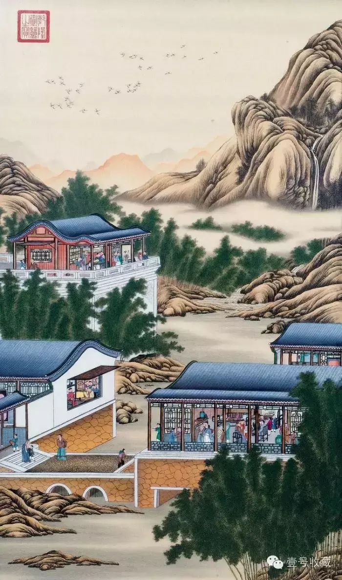 郎世宁《雍正十二月令圆明园行乐图-十月画像》