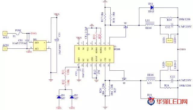 晶丰明源BP2888开关调色吸顶灯方案