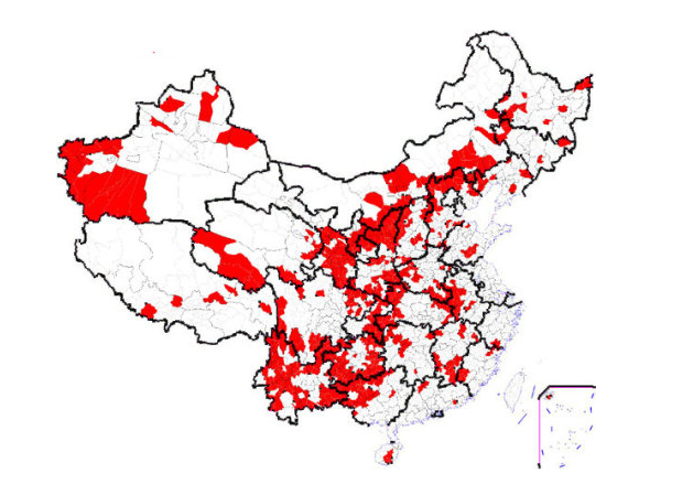 中国贫困地区分布图