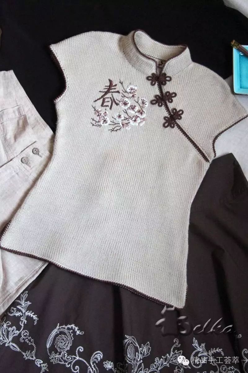 毛线编织的精美旗袍款式图