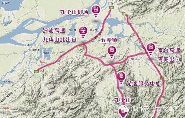 四大佛教名山之一九华山交通线路图         &图片