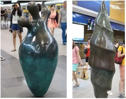 台北捷运站内的雕塑，不太明白想要表达什么意思。