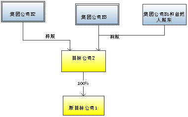 如下图结构:  a3:在a2的股权结构基础上,集团公司b2以目标公司1的股权