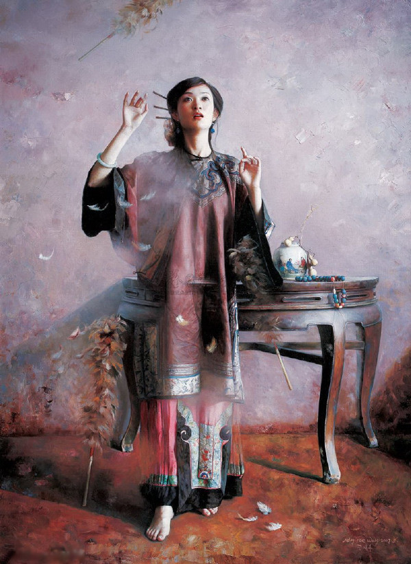 王明月中国女人油画