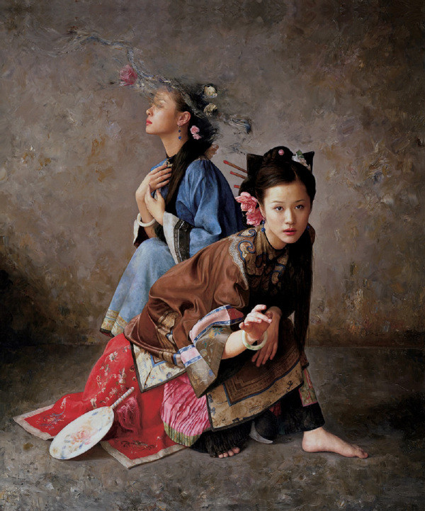 王明月中国女人油画