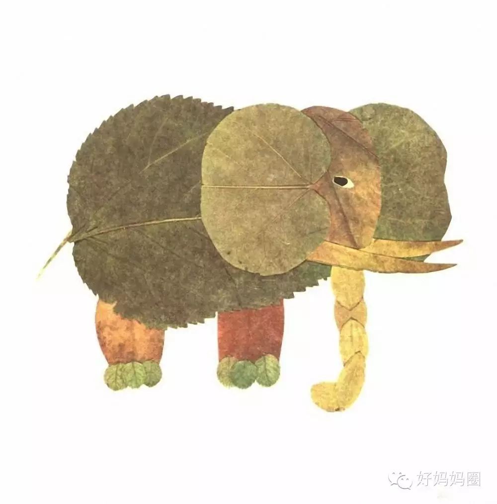 漂亮的树叶拼贴画,来和孩子一起DIY吧