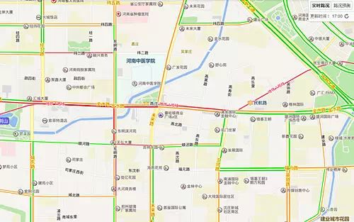 17點(diǎn)整：東明路和緯二路最先受到影響。