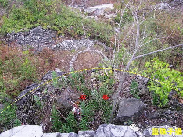 白圈内为樊生祖坟,想借点气,但我后来考察完后定为凶坟,建议迁走.