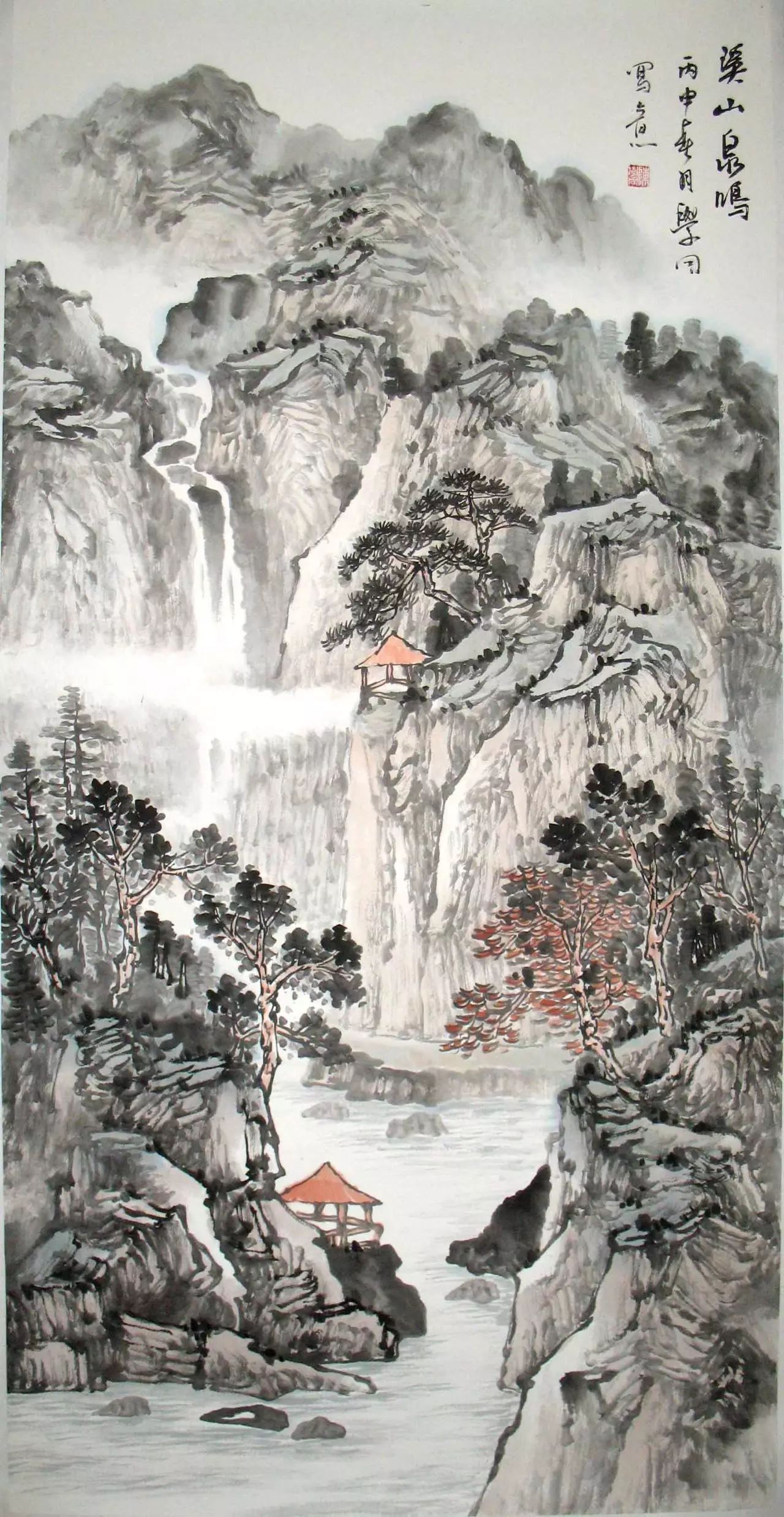 陈学同《溪山泉鸣》139×70