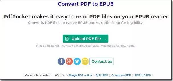 PDF转EPUB、 合并PDF、分割PDF、压缩PDF、PDF转为JPEG图片的在线工具