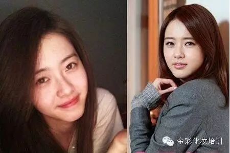 韩国女星化妆和卸妆的照片对比