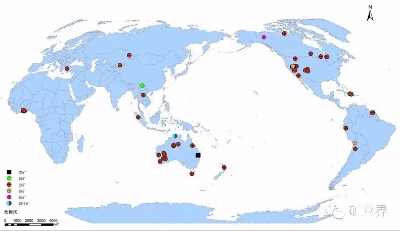 纽蒙特矿业公司全球业务(矿山)分布
