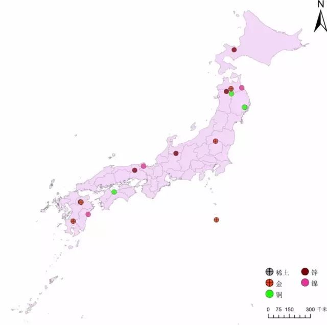 日本部分矿产资源分布