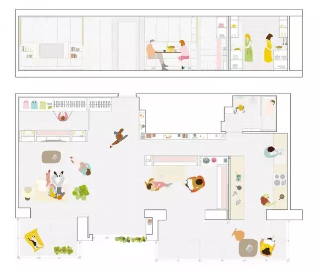 用移动家具打造70㎡超省空间变形公寓！