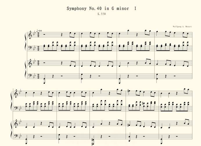 莫扎特《g小调第四十号交响曲》第一乐章乐谱