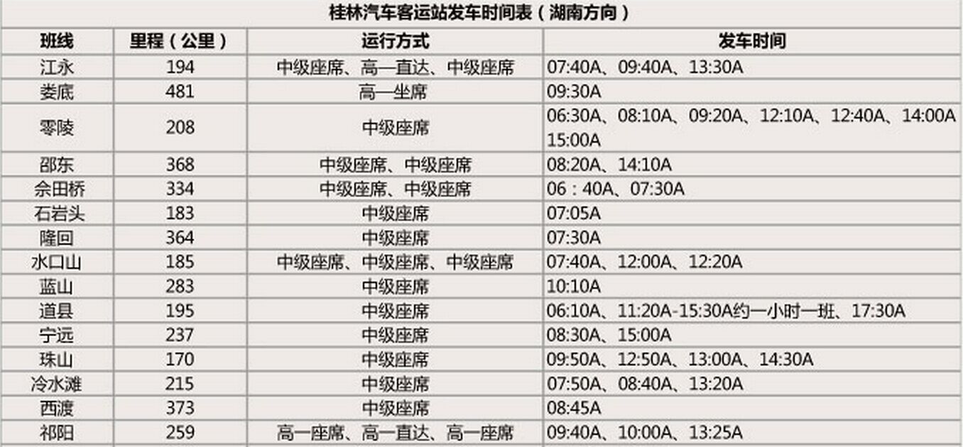 快收藏！桂林汽车客运站发车时刻表56 / 作者:thkfh / 帖子ID:111534