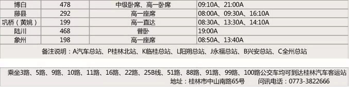 快收藏！桂林汽车客运站发车时刻表151 / 作者:thkfh / 帖子ID:111534