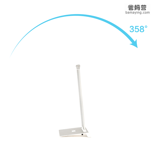 采用铝镁合金阻尼轴,拥有独创转轴技术,可以358°随意调节照明角度